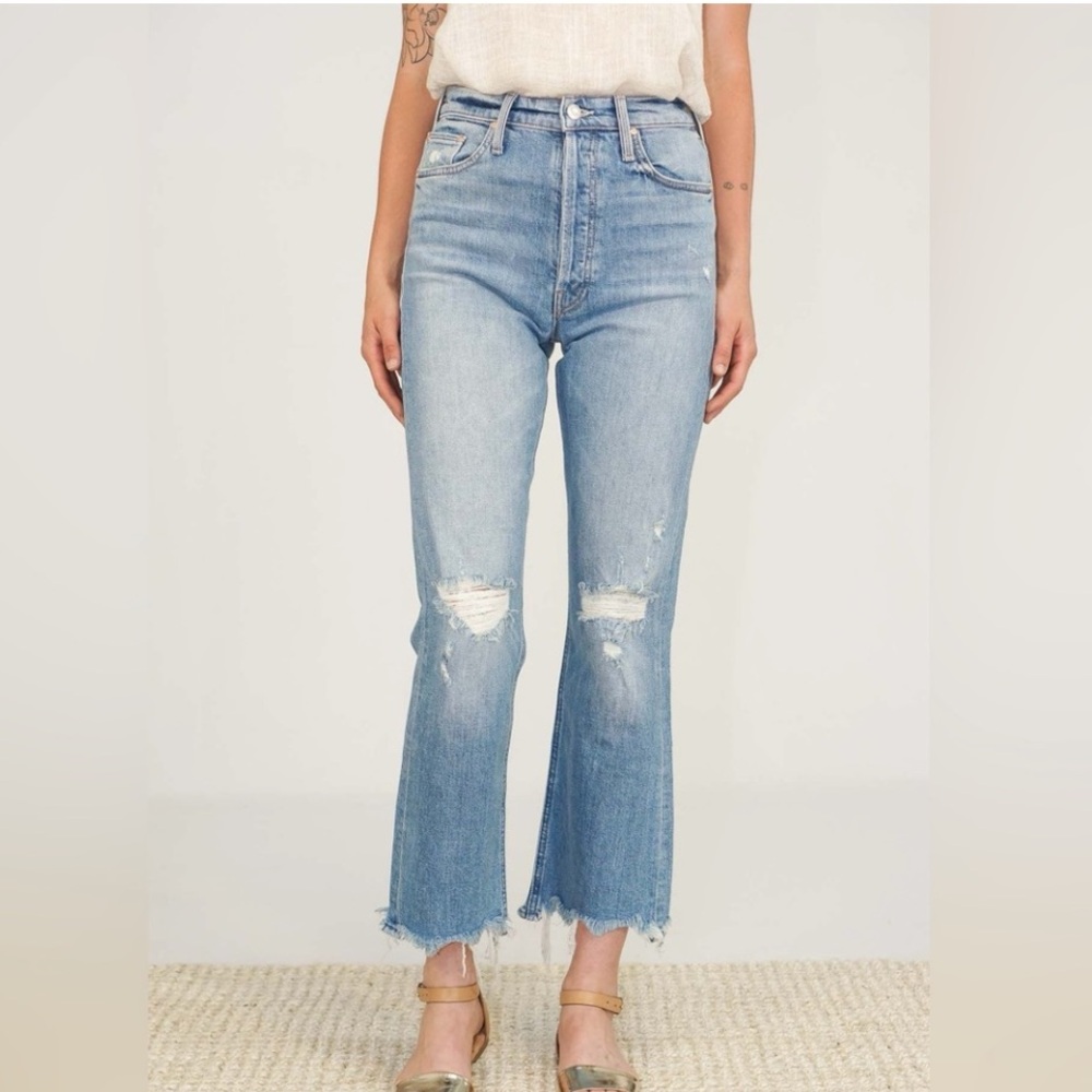 MOTHER Light Blue Distressed Jeans